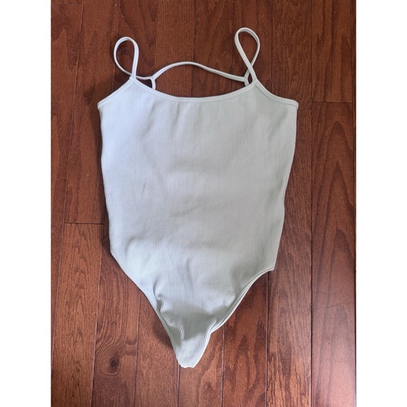 Free People Tops - Free People Movement Ribbed‎ Bodysuit Women's M/L Seafoam Green Scoop Back